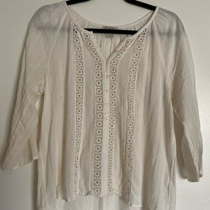 Lucky Brand Sheer 3/4 Sleeve Top